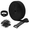 26ft 1.5 Inch Wide Cable Straps, Jumpso Adjustable Fastening Hook and Loop Straps with 20 Buckles, Reusable Nylon Cut-to-Length Cinch Straps for Organizer or Storage, Black view 1