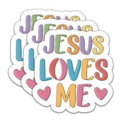 (3PCS) Jesus Love me Stickers  Christian Faith Waterproof Vinyl Decals for Laptops, Tumblers, Water Bottles  Inspirational Jesus Stickers for Prayer & Bible Lovers, 3" x 1.2"
