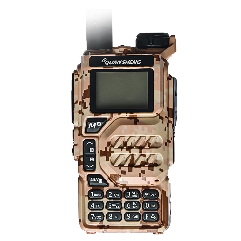 QUANSHENG UV-K5 Ham Radio AM FM Rechargable Two Way Radio Long Range 10 CH NOAA Weather Alert 5W DTMF Walkie Talkie in Desert Camo