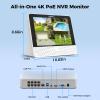 Hiseeu 4K PoE NVR Network Video Recorder,All-in-One 12" Monitor for Home Security Camera System,Support 4K/5MP/4MP/3MP/1080P PoE Camera,Motion Detect,24/7 Recording,Smart Playback,No HDD view 2