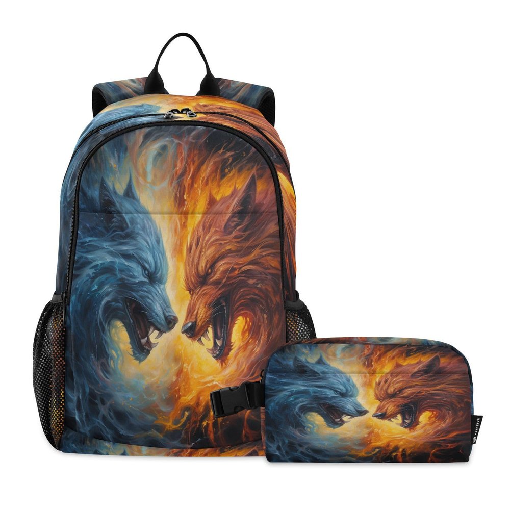 ALAZA Monster Fighting Backpack and Lunch Bag Set School Bag Bookbag Casual Daypacks for Kids Girls Boys Teens
