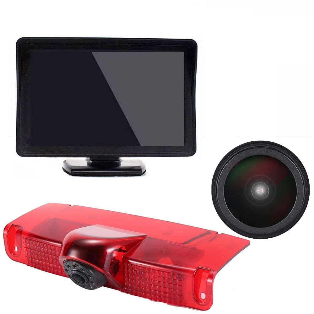 18mm Car Third Roof Top Mount Brake Lamp Light Rear View Reverse Parking Camera,Replacement for Chevrolet Express GMC Chevy Savana Exporer Vans Cargo Van 2003-2018 (with 4.3 inch Monitor)