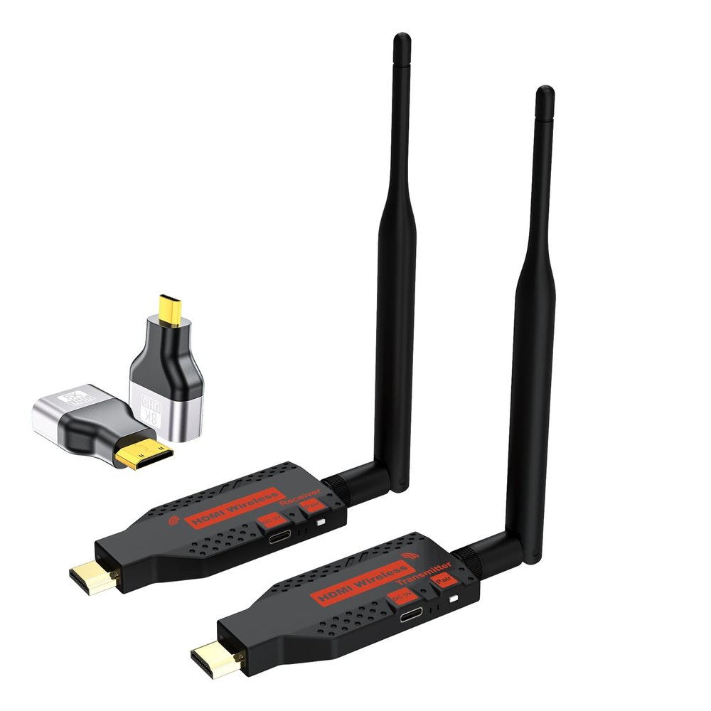 2025 Upgraded Wireless HDMI Transmitter and Receiver, 330FT/100M,4K Decode 1080P Output,Plug & Play Portable 2.4G/5G Wireless HDMI Extender Kit for Desktop,PC,TV Box, PS5/4 to TV/Monitor/Projector