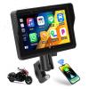 CAMECHO Motorcycle CarPlay Screen, 5" Waterproof Portable Wireless CarPlay Android Auto for Motorbike, Touch Screen Car Stereo Support Dual Bluetooth, Mirror Link, EQ, Siri Voice Control view 1
