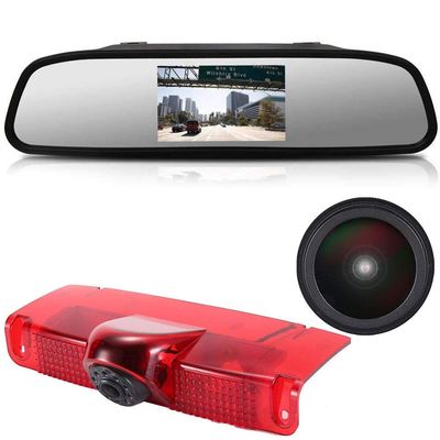 18mm Car Third Roof Top Mount Brake Lamp Light Rear View Reverse Parking Camera,replacement for Chevrolet Express GMC Chevy Savana Exporer Vans Cargo Van 2003-2018 (with 4.3 inch rear view mirror)