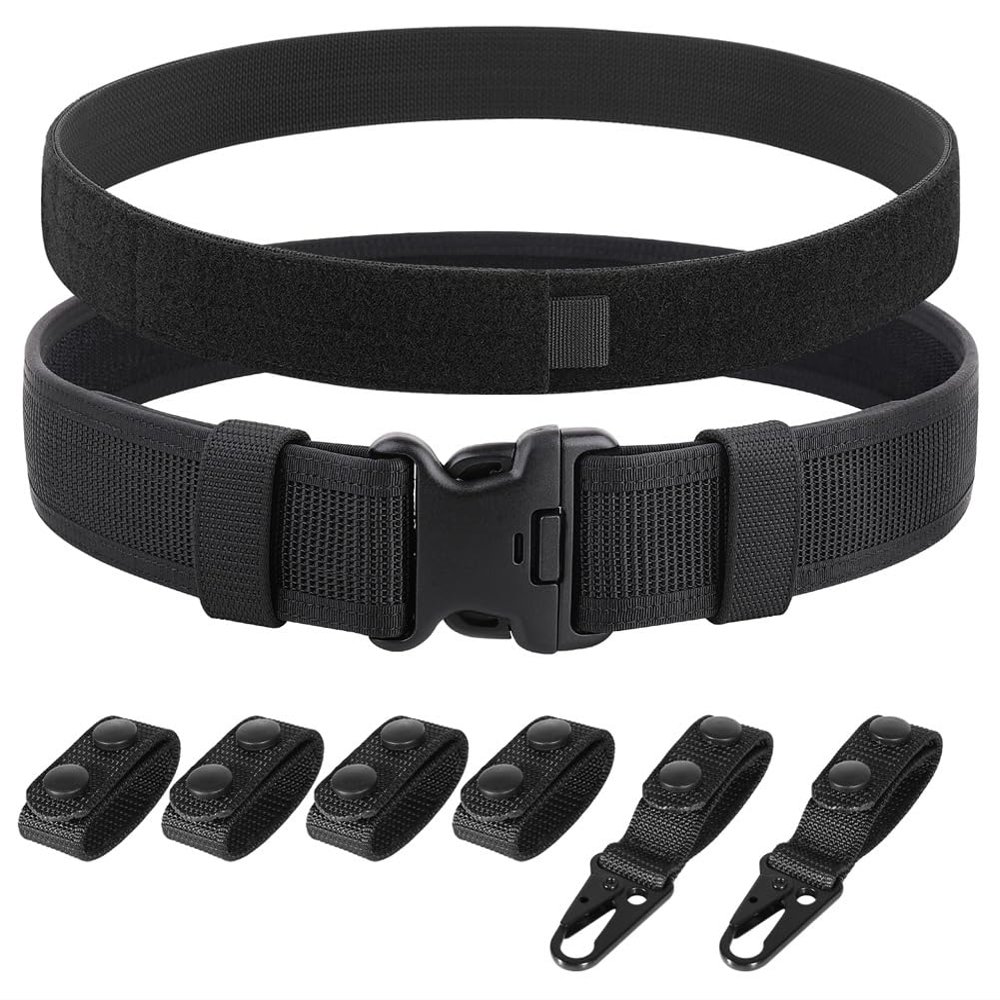 KRYDEX Duty Belts Law Enforcement 2 Inch Police Belt Heavy Duty Belt with Belt Keepers (Outer Belt +Inner Belt, Large)