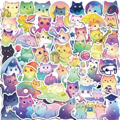 100 Pcs Cute Cat Stickers for Kids Teens, Kawaii Stickers for Girls Boys, Cat Party Favors & Decorations, Waterproof Starry Sky Cats Sticker Pack for Water Bottle Laptop Scrapbook