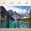 10x6.5ft Mountain Backdrop Natural Scenery Lake Pine Trees Forest Photography Background Mountain Camping Themed Party Decorations Kids Adults Outdoor Portrait Photo Studio Props view 1