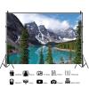 10x6.5ft Mountain Backdrop Natural Scenery Lake Pine Trees Forest Photography Background Mountain Camping Themed Party Decorations Kids Adults Outdoor Portrait Photo Studio Props view 2
