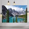10x6.5ft Mountain Backdrop Natural Scenery Lake Pine Trees Forest Photography Background Mountain Camping Themed Party Decorations Kids Adults Outdoor Portrait Photo Studio Props view 3