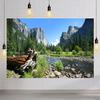 12x8ft Mountain Backdrop Nature Mountain River Landscape Pine Trees Forest Photography Background Camping Adventure Themed Party Decorations Kids Adults Outdoor Portrait Photo Studio Props view 3