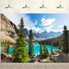 15x10ft Mountain Backdrop Natural Mountain Scenery Lake Pine Trees Forest Photography Background Landscape Camping Themed Party Decorations Wallpaper Kids Adults Portraits Photo Studio Props view 1