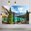 15x10ft Mountain Backdrop Natural Mountain Scenery Lake Pine Trees Forest Photography Background Landscape Camping Themed Party Decorations Wallpaper Kids Adults Portraits Photo Studio Props view 3