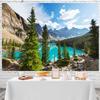 15x10ft Mountain Backdrop Natural Mountain Scenery Lake Pine Trees Forest Photography Background Landscape Camping Themed Party Decorations Wallpaper Kids Adults Portraits Photo Studio Props view 4