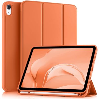 Akkerds Compatible with iPad (A16) 11th Generation Case 11 Inch 2025, for iPad 10th Generation Case 10.9 Inch 2022 with Pencil Holder, Slim Trifold Stand Protective Cover with Soft TPU Back, Coral