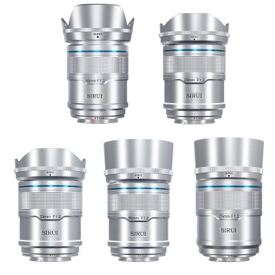 SIRUI Sniper 16mm, 23mm, 33mm, 56mm, 75mm Autofocus Lens Set, F1.2 Wide Angle APS-C Camera Lens (E Mount, Silver)