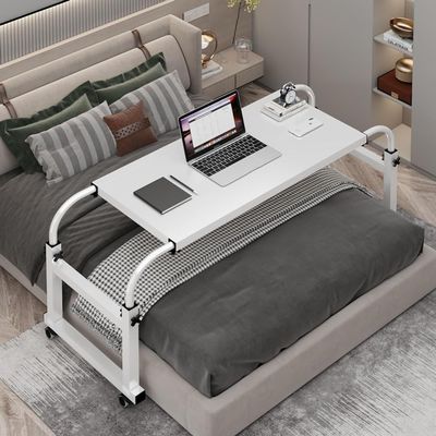 Adjustable Standing Workstation - Laptop Trolley in Length and Height for Home, Hospital and Living Room - Over Bed Desk with Wheels (A Without a Baffle)