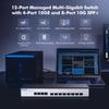 12 Port 10Gbps Managed Switch, 8 x 10G SFP+ Slots, 4 x 10G RJ-45 Ports, Support 10G/5G/2.5G/1000M Auto-Negotiation, YuLinca Smart Web Managed Rackmout Switch view 2