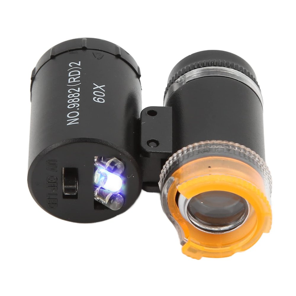 Mini Microscope Money Detect Function Portable Clearer Imaging Wide Irradiation Range LED, Professional Accessories (9882(RD) 2 Black)