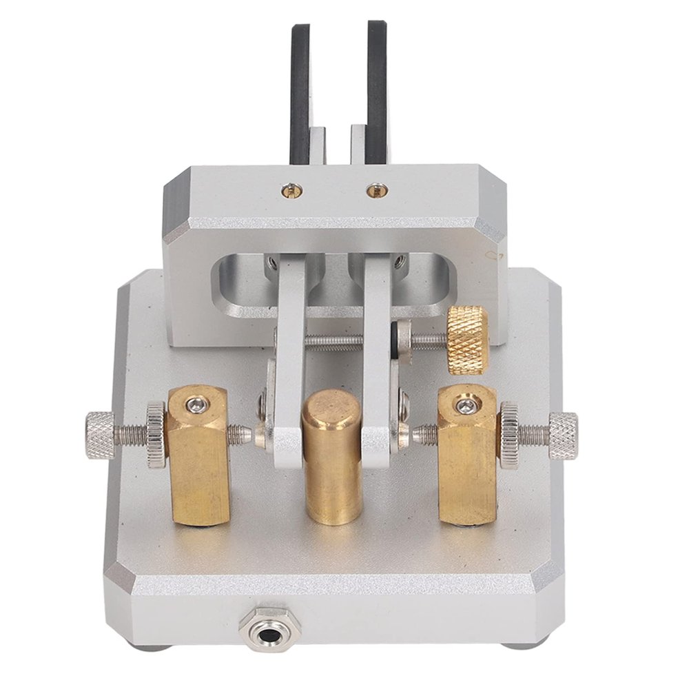 KIMISS Morse Code Key Double Paddle Automatic CW Shortwave Telegram Tapper for Training Morse Code Key (Silver)