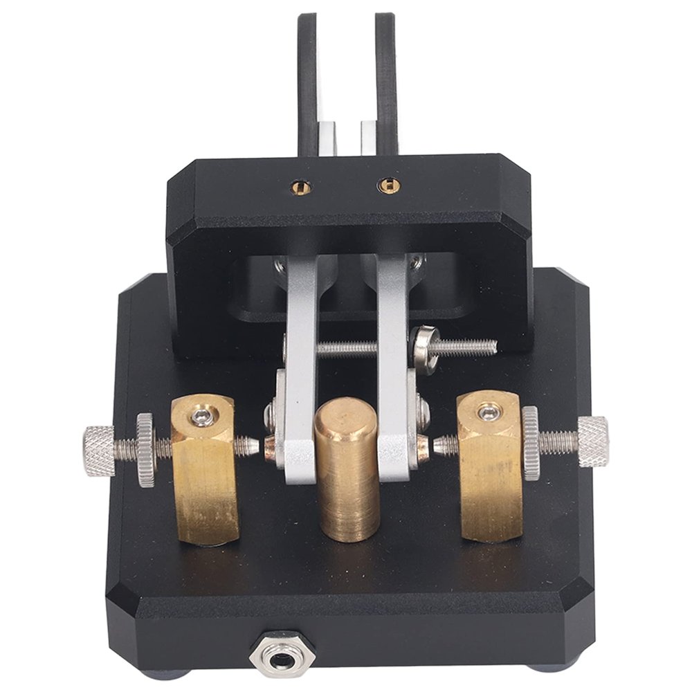 KIMISS Morse Code Key Double Paddle Automatic CW Shortwave Telegram Tapper for Training Morse Code Key (Black)
