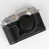 Uchandmade Handmade Genuine Leather Camera Half Case for Fujifilm X-T50/Fujifilm X-T50 Camera Case/Fujifilm X-T50 Case - Top Layer Cowhide Body + Metal Base Plate (89 Black & White Link) view 2