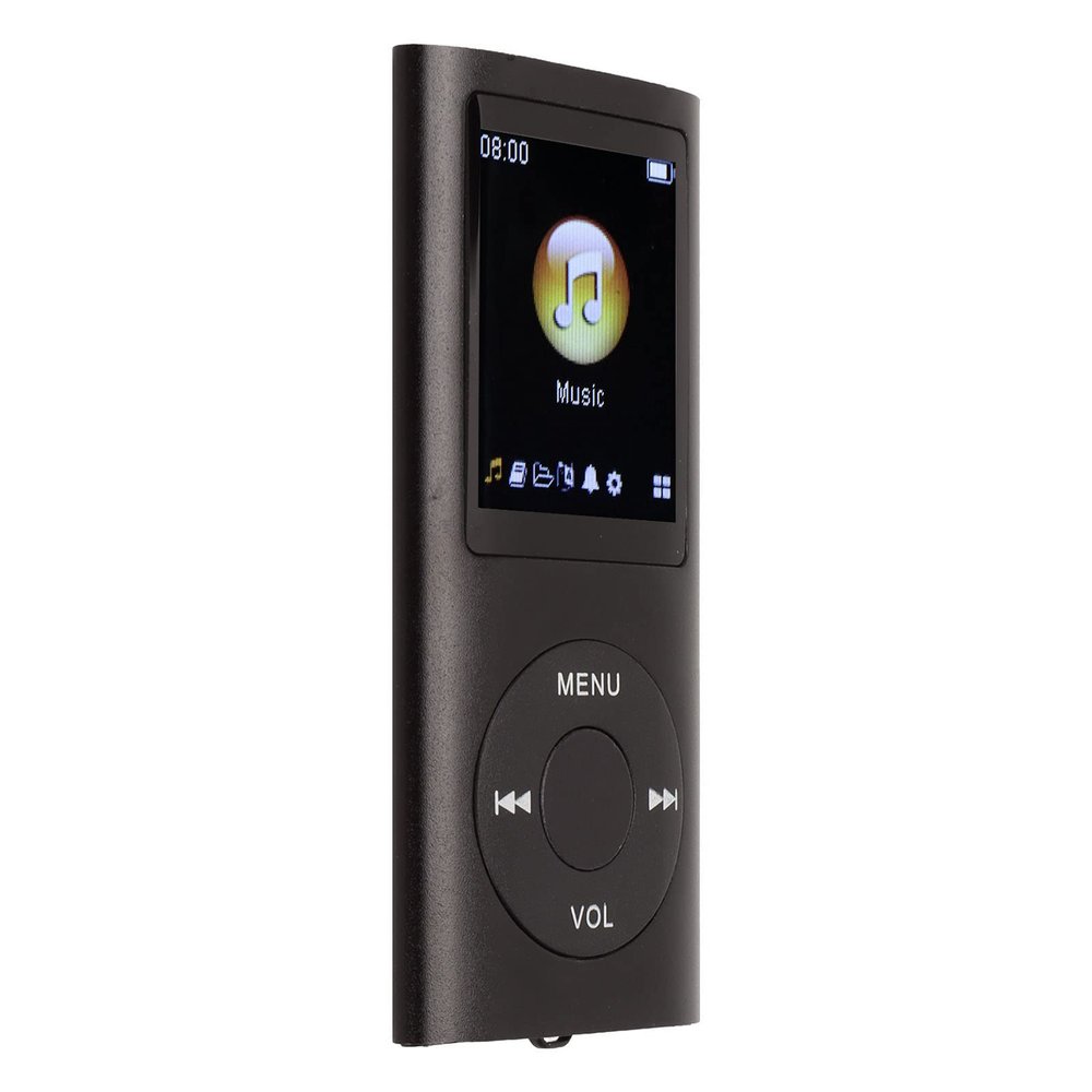 MP3 Player Stylish, Multifunctional Lossless Sound Slim 1.8 Inch LCD Screen Portable MP3 Music Player Voice Recorder HiFi Sound for Kids Hiking Traveling Sports (Black)