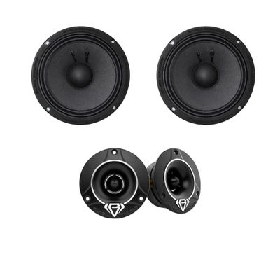 BLACK DIAMOND Car Speakers Bundle - 2X 6.5 PRO Mid-Bass Loudspeaker 8 Ohm 300 Watts with 2X 3.8 Super Bullet Tweeter 240 Watts 4-Ohm Ohms Built in Crossover