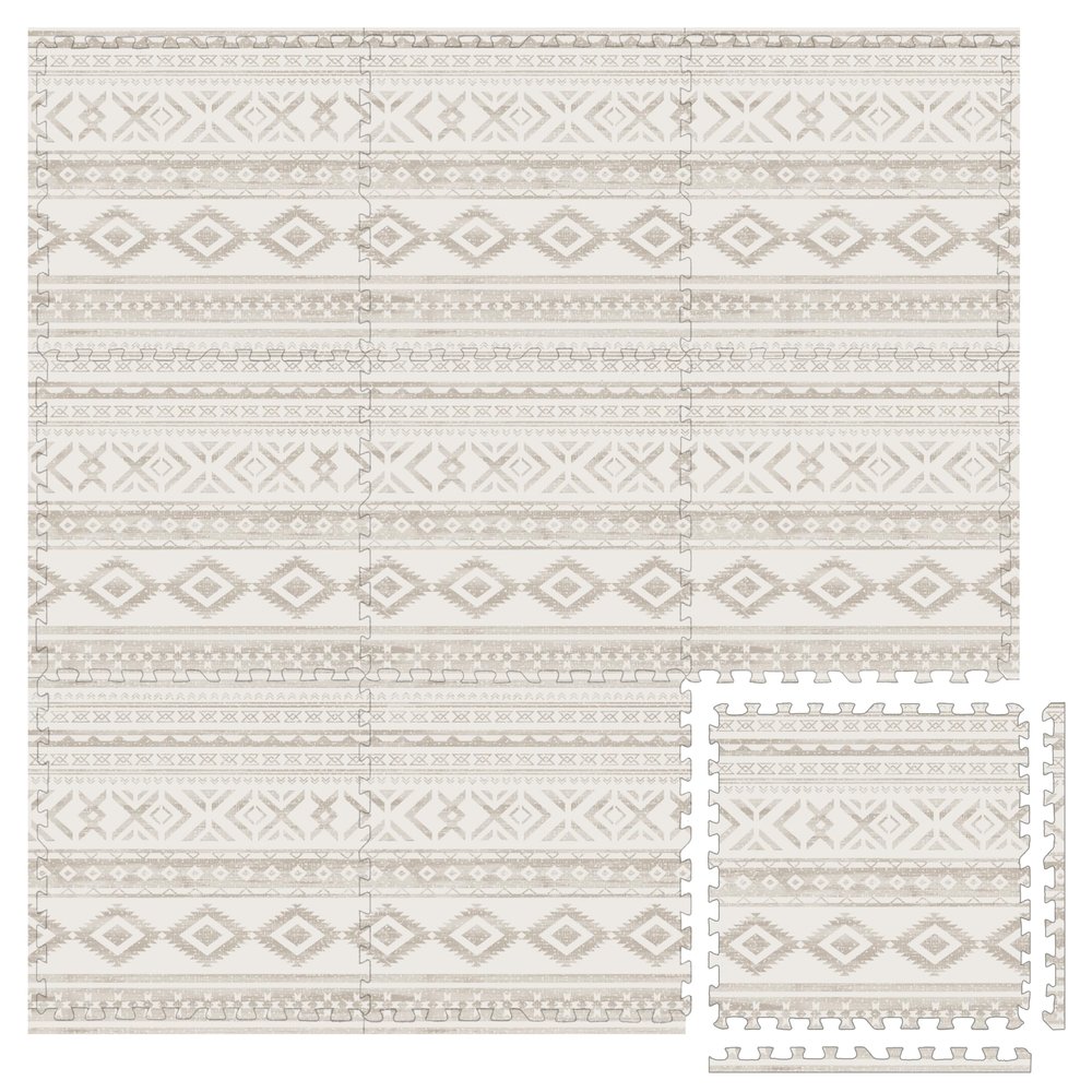 Play Platoon Large Baby Play Mat for Floor 9 Tile 72 x 72 in - Extra-Thick Interlocking Foam Tiles 24 x 24 in - Soft Puzzle Mats for Playroom - Neutral Playmat Rug - Canyon Print