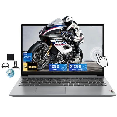 Lenovo Ideapad 15.6" FHD Touchscreen Business Laptop, 12th Gen Intel Core i3-1215U (Up to 4.4GHz), 12GB RAM, 512GB PCIe, Bluetooth, WiFi6, USB, SD Card Reader, Webcam, Win 11 S, MASDROW Accessories