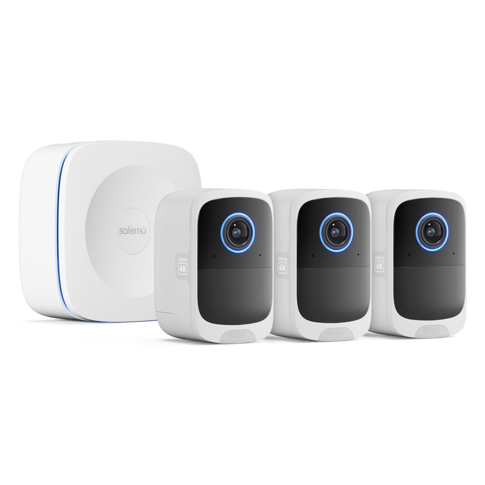 Safemo 4K Wireless Security Camera System, 180-Day Batter Life, Color Night Vision, Local AI & Storage, Built-in Siren, 2-Way Audio, No Monthly Fee, Outdoor/Indoor, 3-Camera & Hub Set P1
