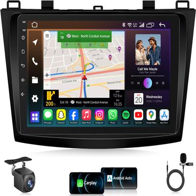 8Core 4G+64G Android 13 Car Radio for Mazda 3 2010-2013: 9'' Touch Screen Car Stereo with Wireless Carplay Android Auto GPS 5GWiFi Bluetooth AM/FM/RDS/DSP/HiFi SWC (Fit for Bose System)