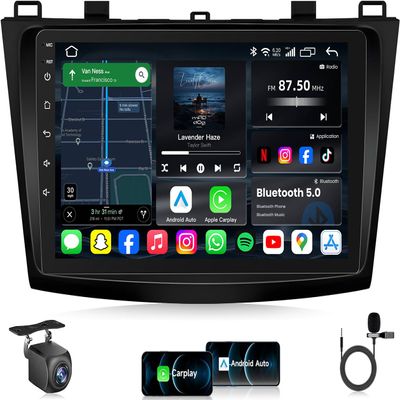 8Core 4G+32G Android 13 Car Radio for Mazda 3 2010-2013: 9-inch 1280 * 800 IPS Touchscreen for Mazda 3 Stereo with Wireless CarPlay&Android Auto GPS WiFi Bluetooth AM/FM/DSP Audio(Fit for Bose System)