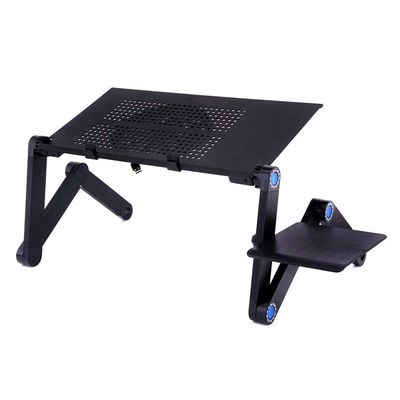 Adjustable Foldable Aluminum Laptop Table Desk Stand Holder With Cooling Fan Mouse Pad For Lap PC