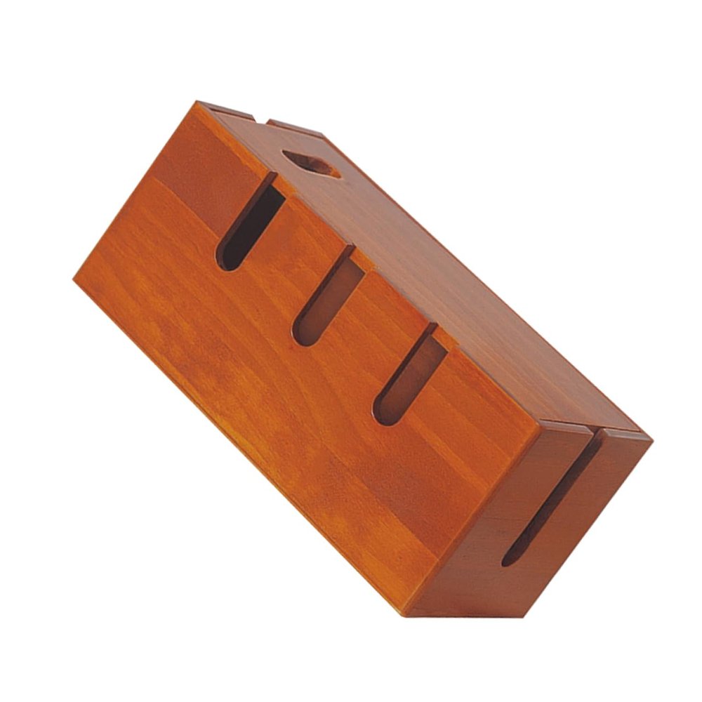 Gadpiparty Sturdy Wooden Cord Management Storage Box for Home Office Desk Wire Organizer