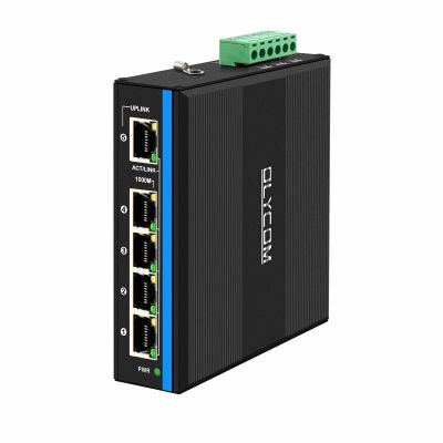 OLYCOM Outdoor PoE Switch 5port Gigabit Ethernet Switch with DC12V-48V Voltage Input and DC48V Output 30W PoE+ Switch Total 120W Budget Din-Rail Unmanaged Network Switch for Solar Power System