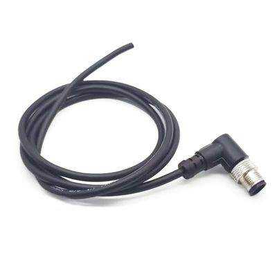 M12 4 Pins Connector Cable, Single Male Circular Connector Molding Cable A Code Right Angle Industrial Molded Cable IP67 Waterproof Unshielded PVC Cable 250V 4A AC/DC 1Meter AWG223.28ft