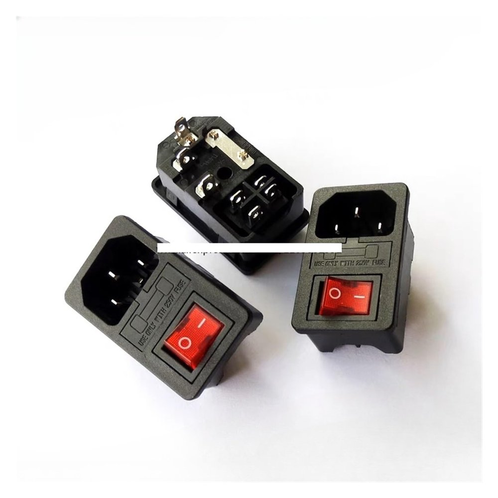QZLIBEFUD with 10A Fuse ! Red Rocker Switch Fused IEC 320 C14 Inlet Power Socket Fuse Switch Connector Plug Connector
