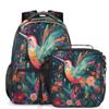 Backpack with Lunch Box Colorful Floral Hummingbird Travel Backpack Bookbag & Lunch Bag Insulated Lunchbox Waterproof Daypack Laptop Backpack view 1