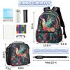 Backpack with Lunch Box Colorful Floral Hummingbird Travel Backpack Bookbag & Lunch Bag Insulated Lunchbox Waterproof Daypack Laptop Backpack view 2