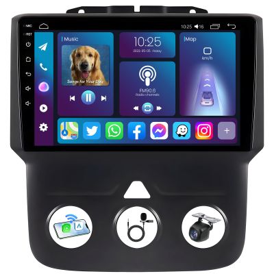 8Core 4G+64G Car Radio for Dodge Ram 1500 2500 2013-2018: Wireless CarPlay/Android Auto 9'' Touch Screen Android 13 Stereo for Ram 1500 Radio Upgrade Bluetooth 5G WiFi GPS FM/RDS (Only fit Manual AC)