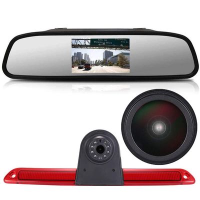 1280 * 720 Pixels Car Third Roof Brake Lamp Rear View Backup Camera Replacement for VW Crafter Caravelle 2007-2015 Mercedes Benz Sprinter W906 OEM:A9068200456 2DA009511+4.3" Reverse Mirror