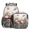 Backpack with Lunch Box Wild Flamingo Travel Backpack Bookbag & Lunch Bag Insulated Lunchbox Waterproof Daypack Laptop Backpack view 1