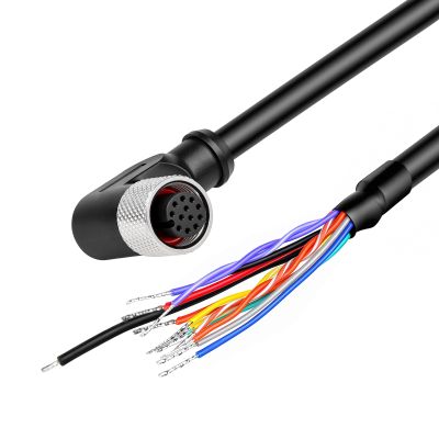 ZBLZGP Right Angle M12 12-Pin A-Code IP67 Female to Flying Lead, 8m (26.2 ft) 24AWG RS232 Cable for Cognex, Hikrobot, Livox MID-360 & Industrial Vision Systems