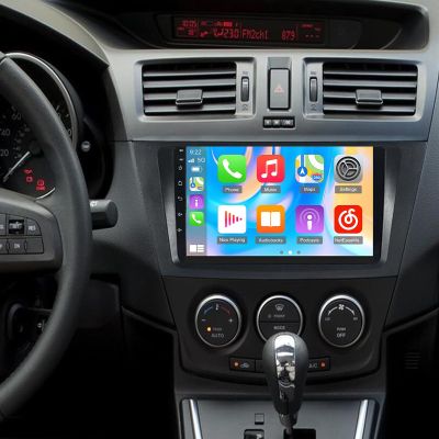 PHEZEN Car Stereo Fit for Mazda 5 2011 2012 2013, 9 Inch Touchscreen Car Radio w/Wireless iOS CarPlay and Android Auto, FM Multimedia Radio Backup Camera 2+32G