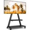 TVON Rolling TV Stand for 43-80" TVs up to 150lbs, Portable Stand on Wheels with Enhanced Triangular Design, Height Adjustable Mobile Cart with Swivel/Tilt/Dual Shelves for Indoor/Outdoor Use view 1