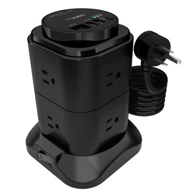 Power Strip Tower by Super Electro, Extension Cord with USB Timer,8 AC Outlets with 4 USB Ports (2 USB C), 1200J Surge Protector 6.56ft Heavy-Duty Extension Cord for Home Office Dorm