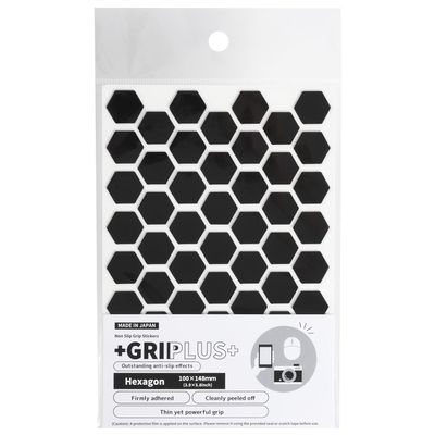 Non Slip Grip Stickers GRIPLUS Hexagon (Black, 100148mm(3.95.8")) - Reusable Adhesive Pad for Desk, Phone, Mouse, Office, Multi-Purpose