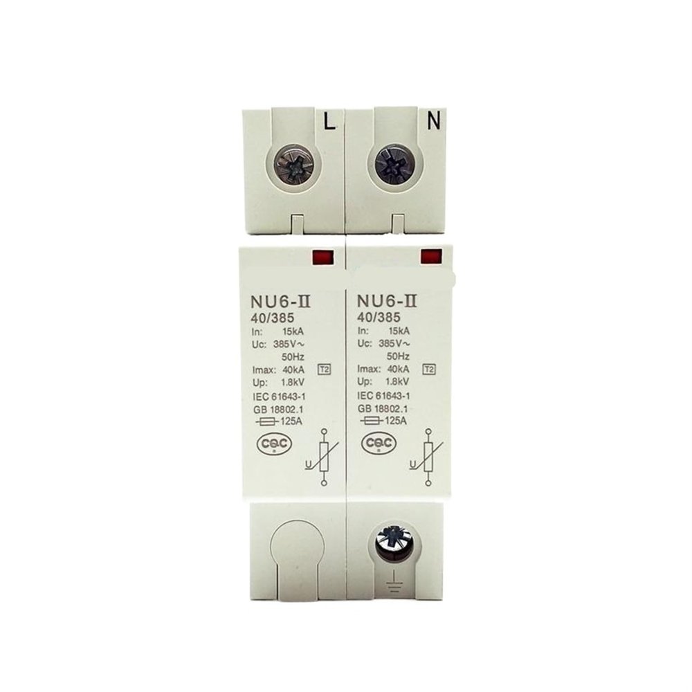 1Pcs NU6-II 2P 15-40KA 275V Low-Voltage Surge Arrestor NU6-II 2P 15-40KA 385V Surge Protector(NU6-II 2P 275V)