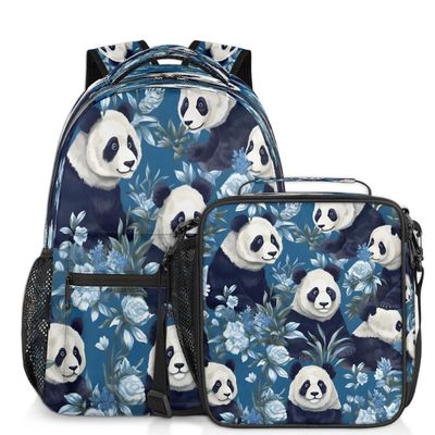 Animal Panda Backpack with Lunch Box Travel Backpack Bookbag & Lunch Bag Insulated Lunchbox Waterproof Daypack Laptop Backpack